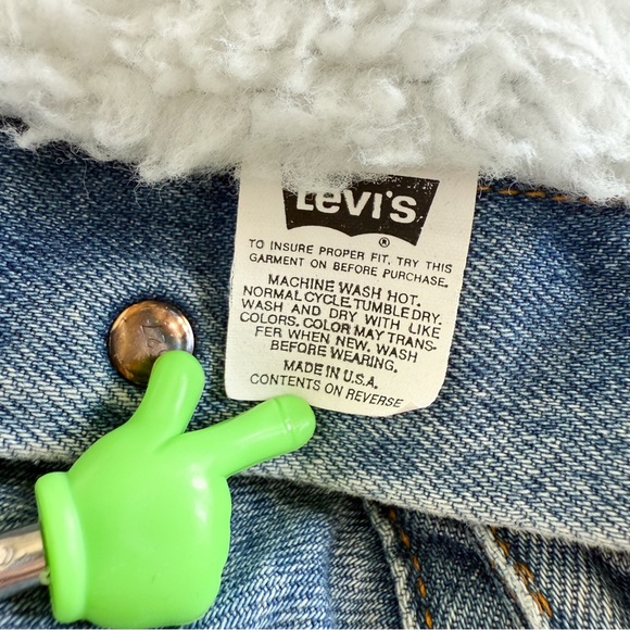 Vintage 80s 90s Levi’s Boys M 10/12 Sherpa Denim Trucker Jacket USA White Tab - Picture 14 of 15